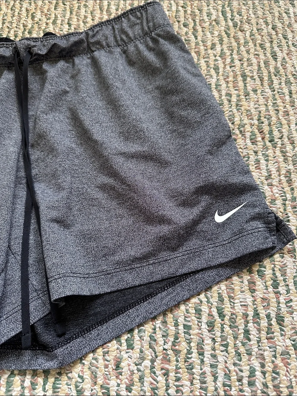 Nike Women's Dri-Fit Charcoal Gray Athletic Shorts with Swoosh size M